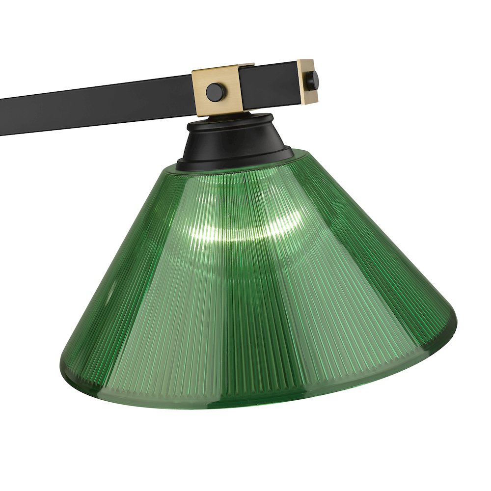 Z-Lite Bronte 3 Light Billiard, Steel Frame, Green Shade Color. Picture 4