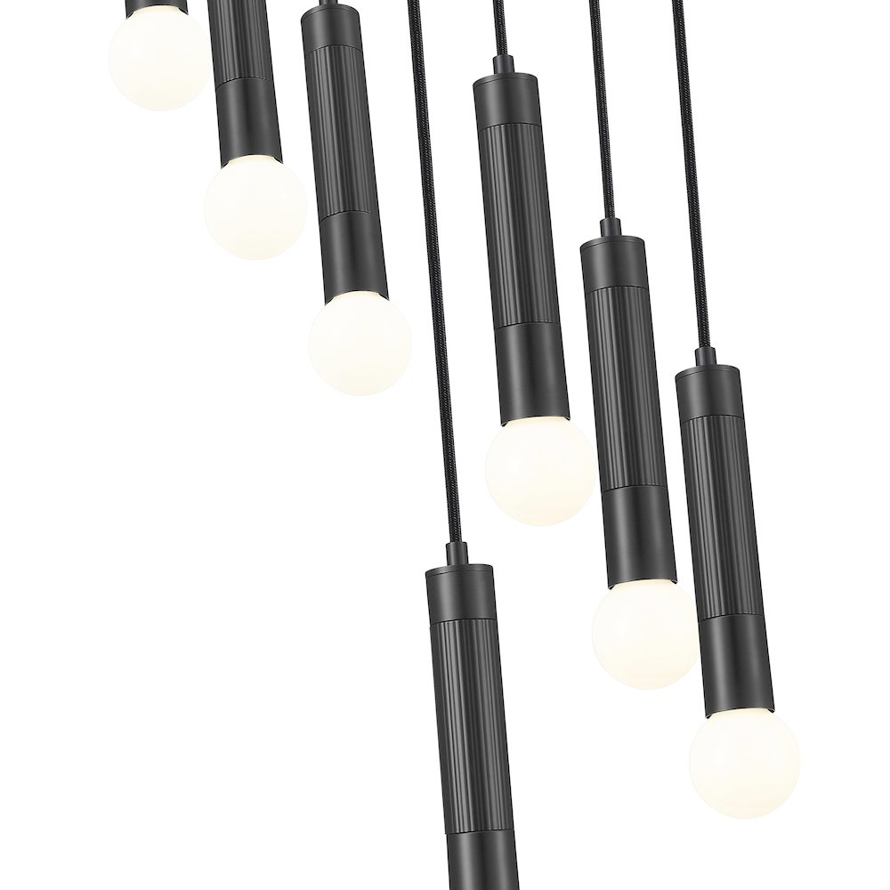 Z-Lite Stari 7 Light Chandelier in Matte Black color, Steel frame. Picture 4