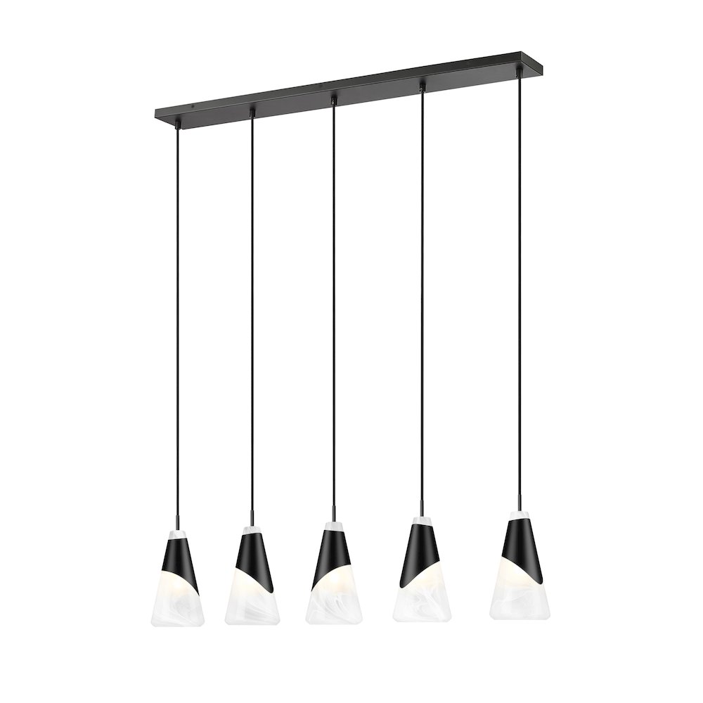 Z-Lite Aimie 5 Light Linear Chandelier, Matte Black. Picture 1