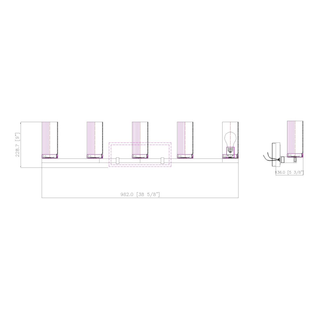 Z-Lite Danica 5 Light Vanity in Chrome color, Steel frame. Picture 8