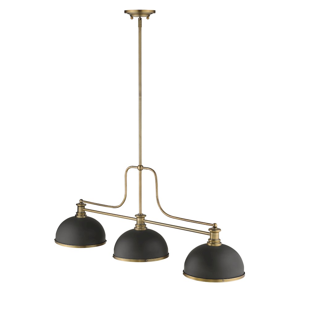 Z-Lite Melange 3 Light Billiard, Bronze + Heritage Brass Shade Color. Picture 2