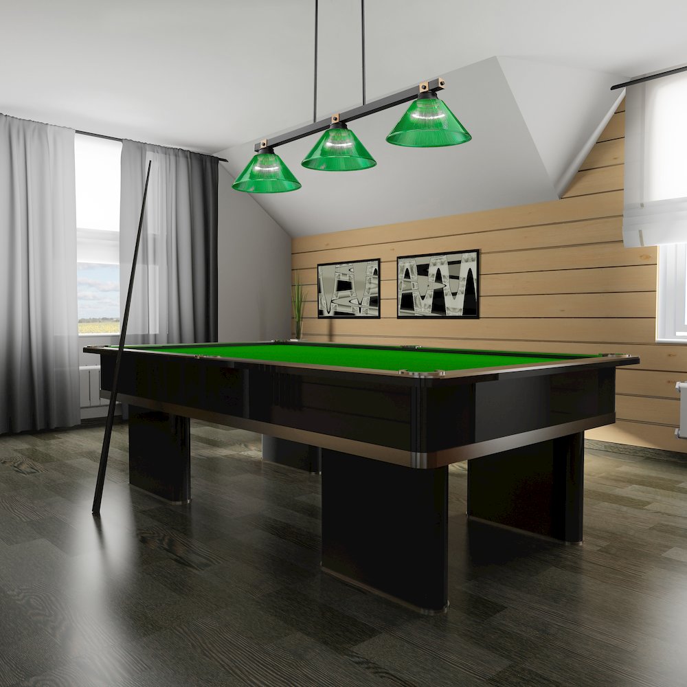 Z-Lite Bronte 3 Light Billiard, Steel Frame, Green Shade Color. Picture 6
