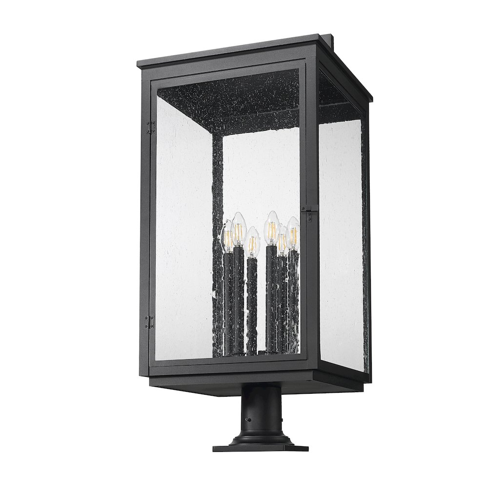 Z-Lite Hartwell 6 Light Outdoor Pier Mounted Fixture in Sand Black color. Picture 5