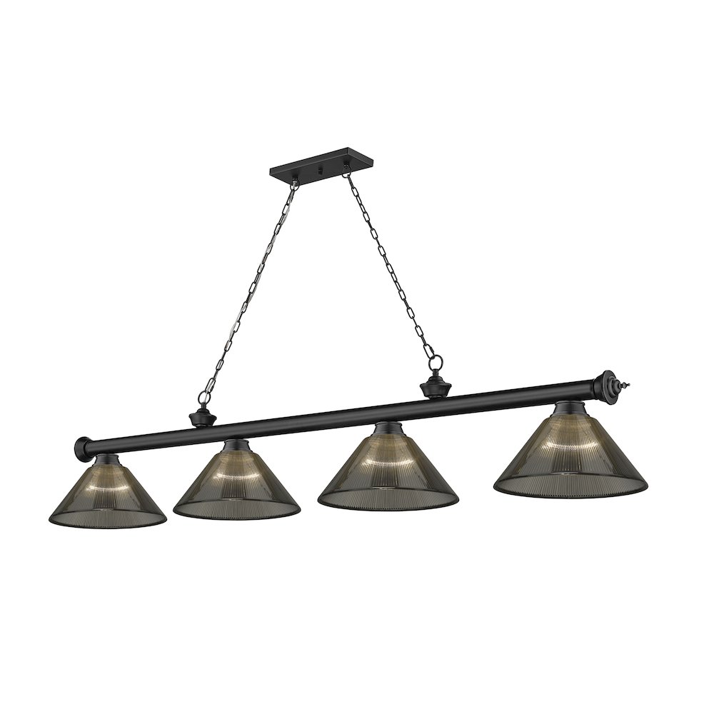 Z-Lite Cordon 4 Light Billiard, Steel Frame, Smoke Shade Color. Picture 1