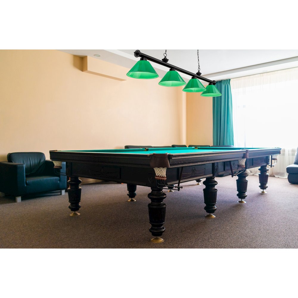Z-Lite Cordon 4 Light Billiard, Steel Frame, Green Shade Color. Picture 7