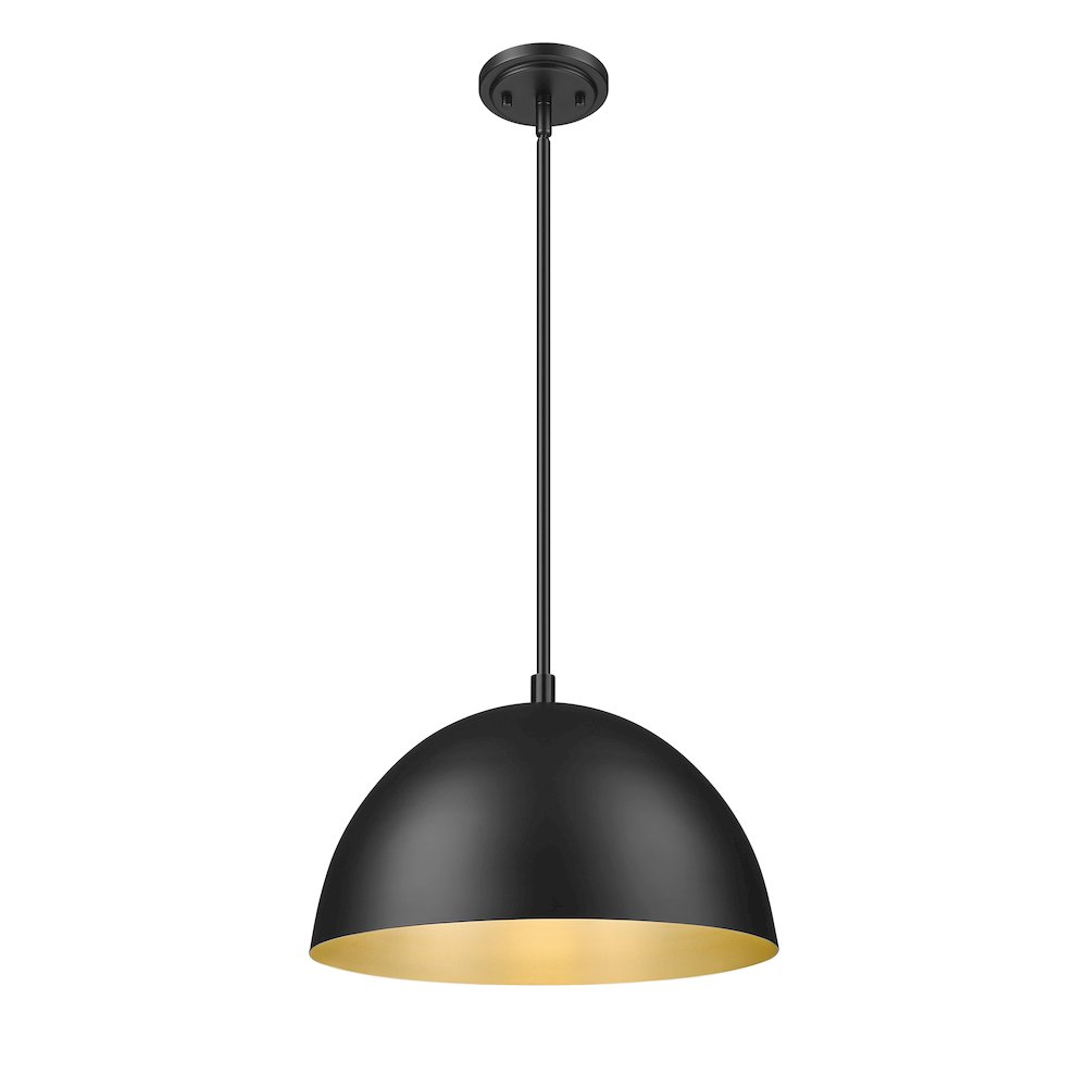 Z-Lite 1 Light Pendant, Matte Black. Picture 3