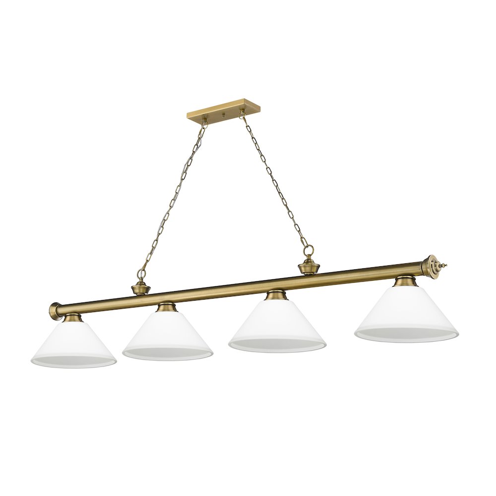 Z-Lite Cordon 4 Light Billiard, Steel Frame, Matte Opal Shade Color. Picture 5