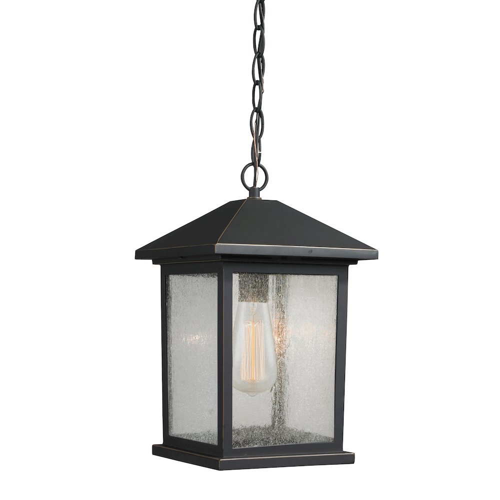 Z-Lite Portland 1 Light Outdoor Chain Mount Ceiling Fixture, Oil Rubbed Bronze. Picture 1