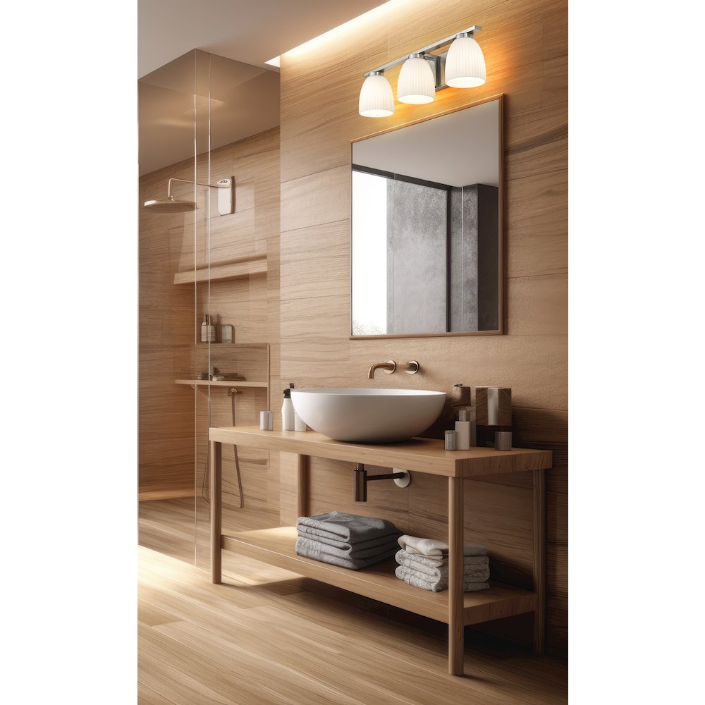 Z-Lite Naya 3 Light Vanity in Brushed Nickel color, Steel frame. Picture 6