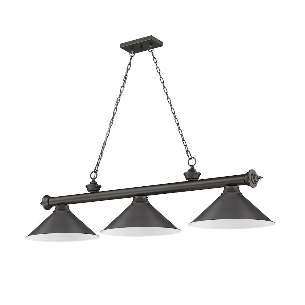 Z-Lite Cordon 3 Light Billiard, Steel Frame, Bronze Shade Color. Picture 5