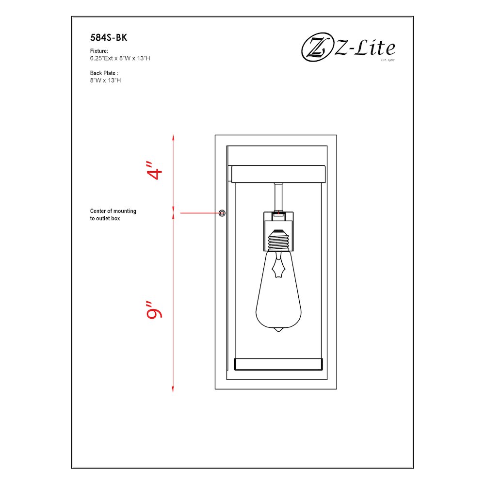 Z-Lite 1 Light Outdoor Wall Light. Picture 9