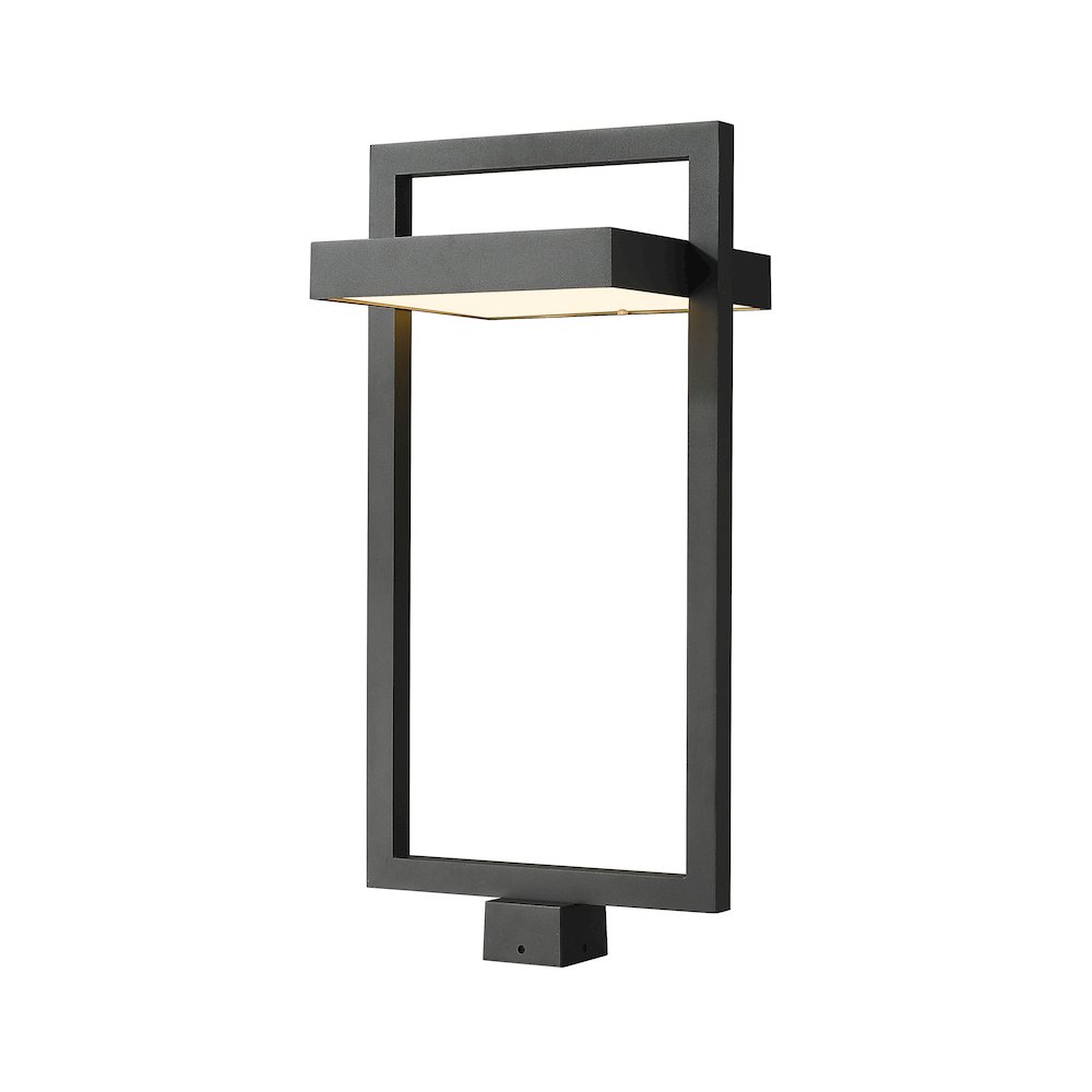 Z-Lite Luttrel 1 Light Outdoor Post Mount Fixture in Black Frame Finish. Picture 1