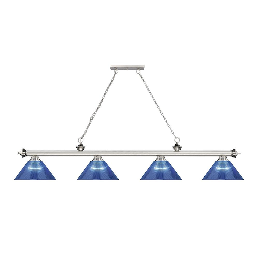 Z-Lite Cordon 4 Light Billiard, Steel Frame, Dark Blue Shade Color. Picture 2