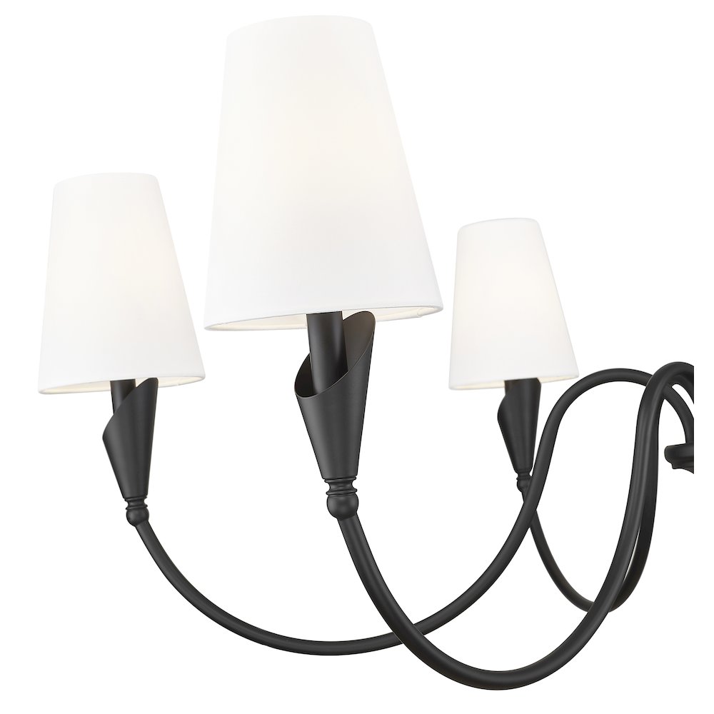 Z-Lite Claudelle 6 Light Chandelier in Matte Black color, Steel frame. Picture 4