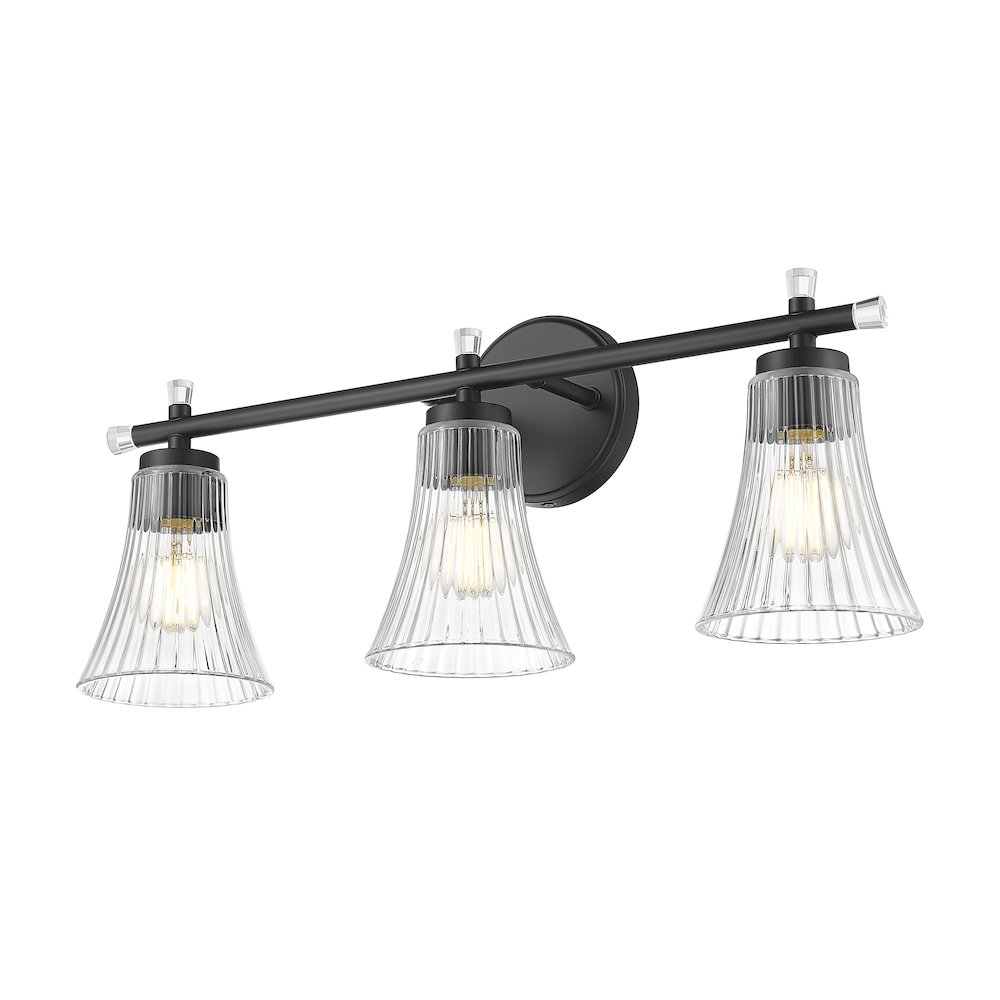 Z-Lite Belle 3 Light Vanity in Matte Black color, Steel frame. Picture 3