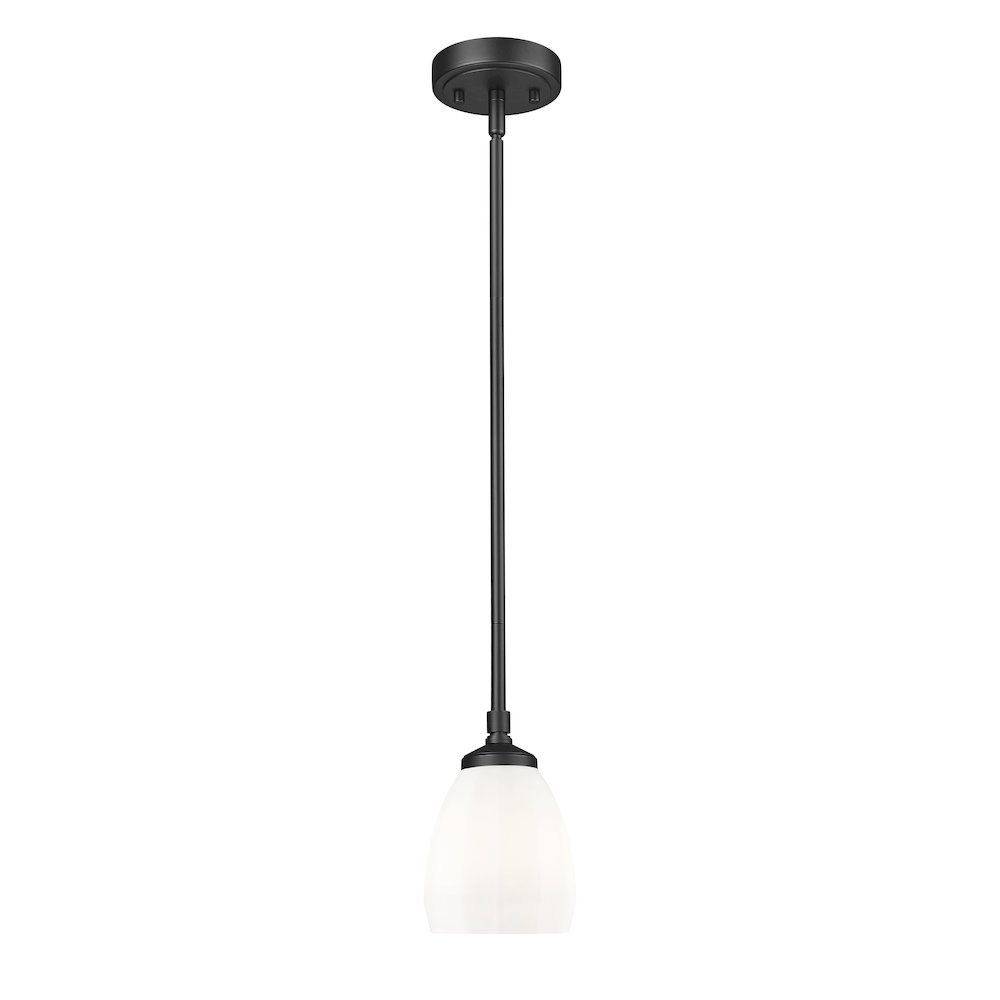 Z-Lite Oren 1 Light Pendant in Matte Black color, Steel frame. Picture 1