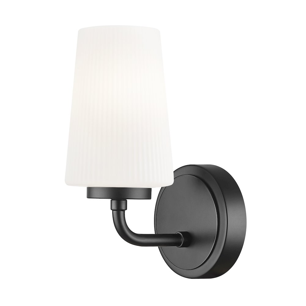 Z-Lite Montford 1 Light Wall Sconce in Matte Black color, Steel frame. Picture 1