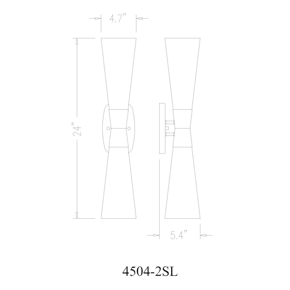 Z-Lite 2 Light Wall Sconce, Polished Nickel. Picture 8
