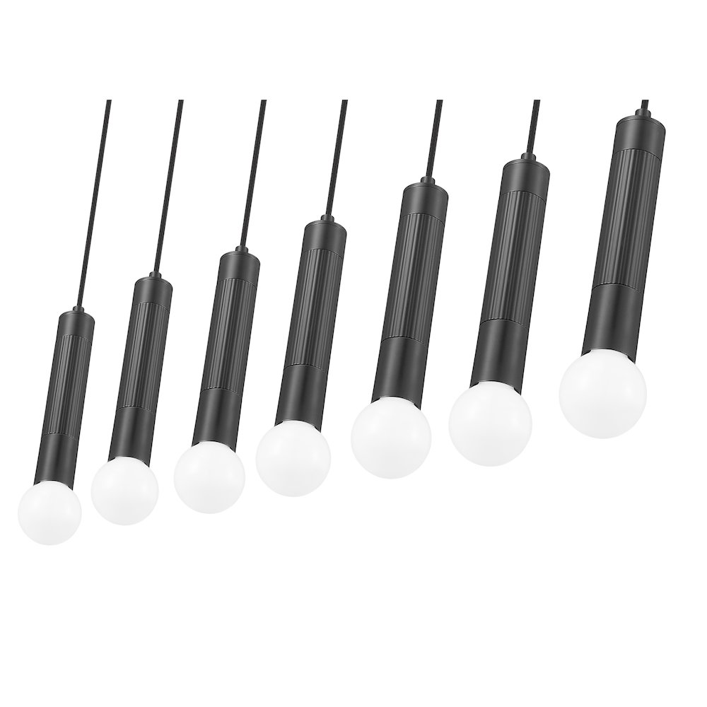 Z-Lite Stari 7 Light Linear Chandelier in Matte Black color, Steel frame. Picture 4