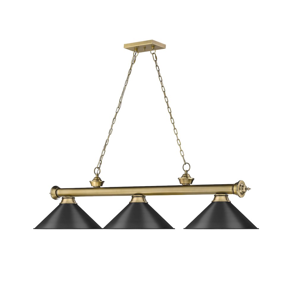 Z-Lite Cordon 3 Light Billiard, Steel Frame, Matte Black Shade Color. Picture 3