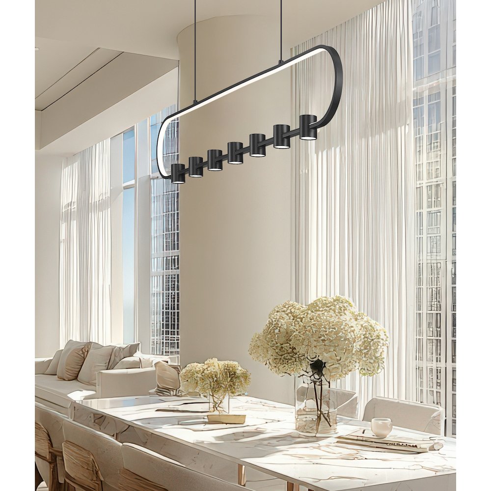 Z-Lite 7 Light Linear Chandelier, Matte Black. Picture 5