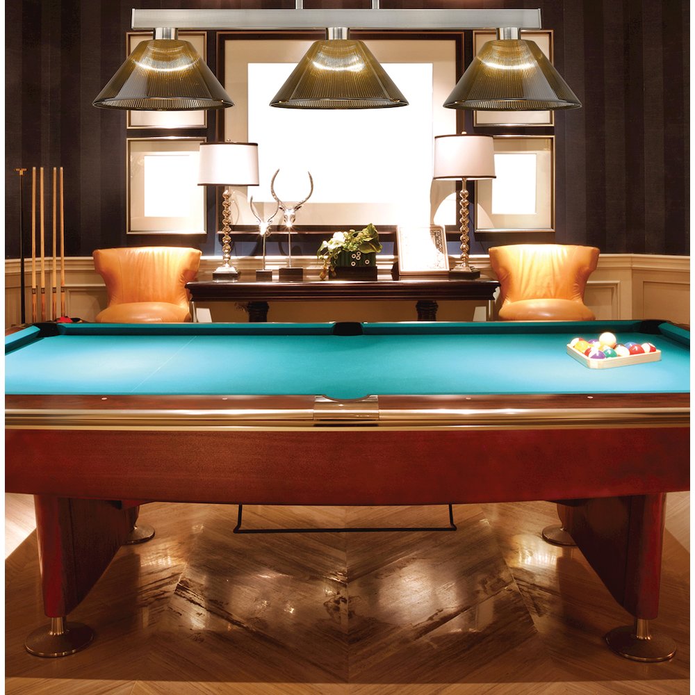 Z-Lite Players 3 Light Billiard, Steel Frame, Smoke Shade Color. Picture 6