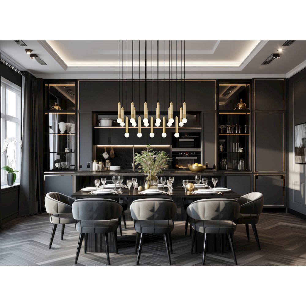 Z-Lite Stari 17 Light Linear Chandelier in Modern Gold color, Steel frame. Picture 6