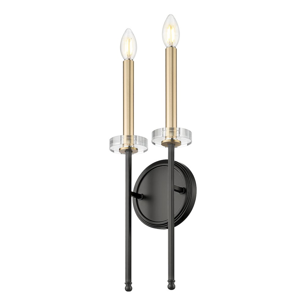 Z-Lite 2 Light Wall Sconce, Matte Black+Mordern Gold. Picture 3