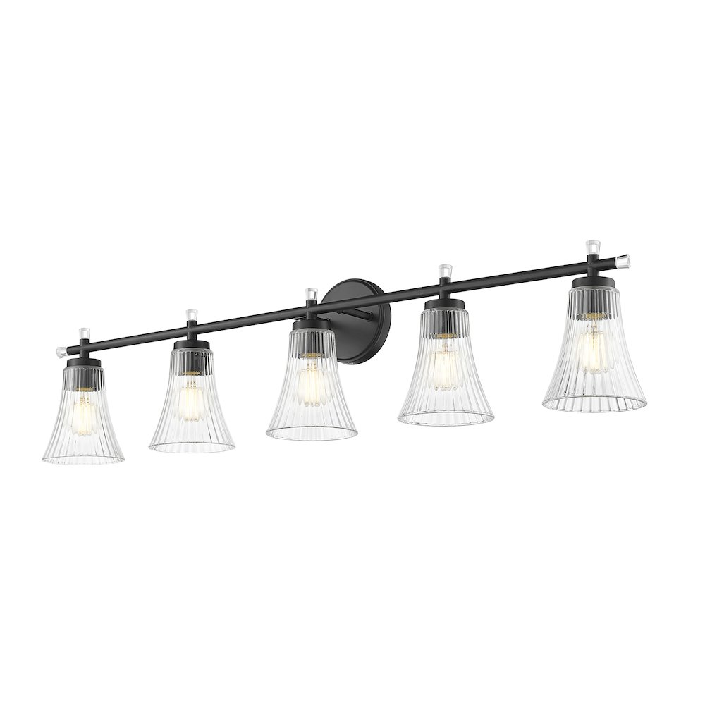 Z-Lite Belle 5 Light Vanity in Matte Black color, Steel frame. Picture 3