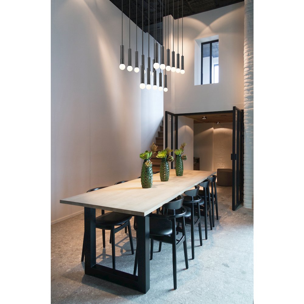 Z-Lite Stari 17 Light Linear Chandelier in Matte Black color, Steel frame. Picture 6