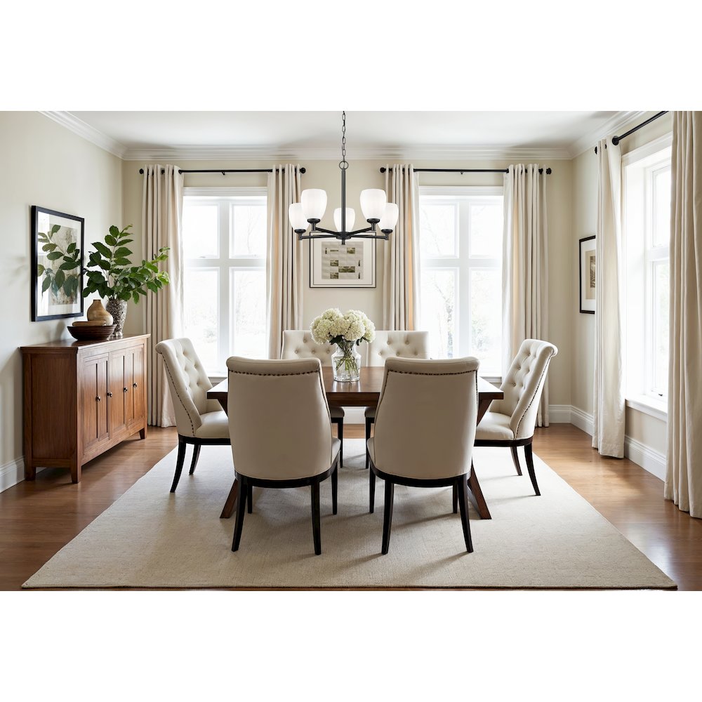 Z-Lite Oren 5 Light Chandelier in Matte Black color, Steel frame. Picture 6
