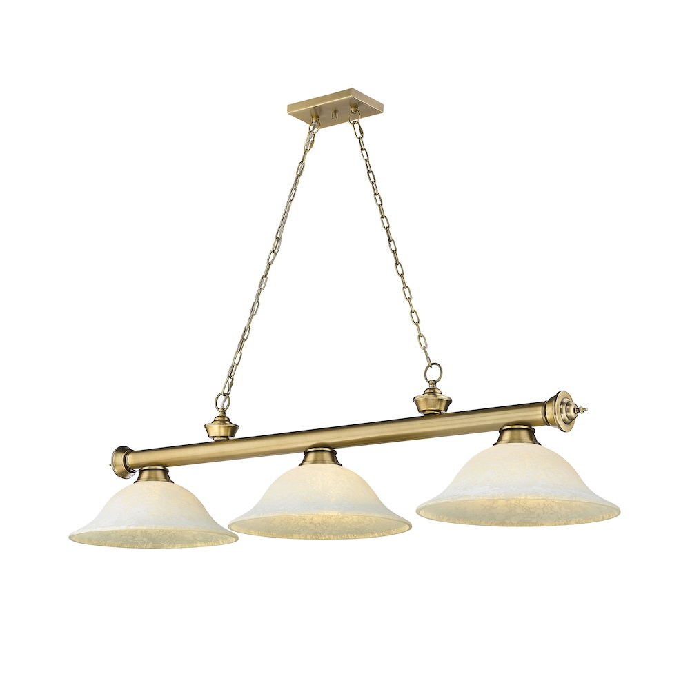 Z-Lite Cordon 3 Light Billiard, Steel Frame, White Mottle Shade Color. Picture 1