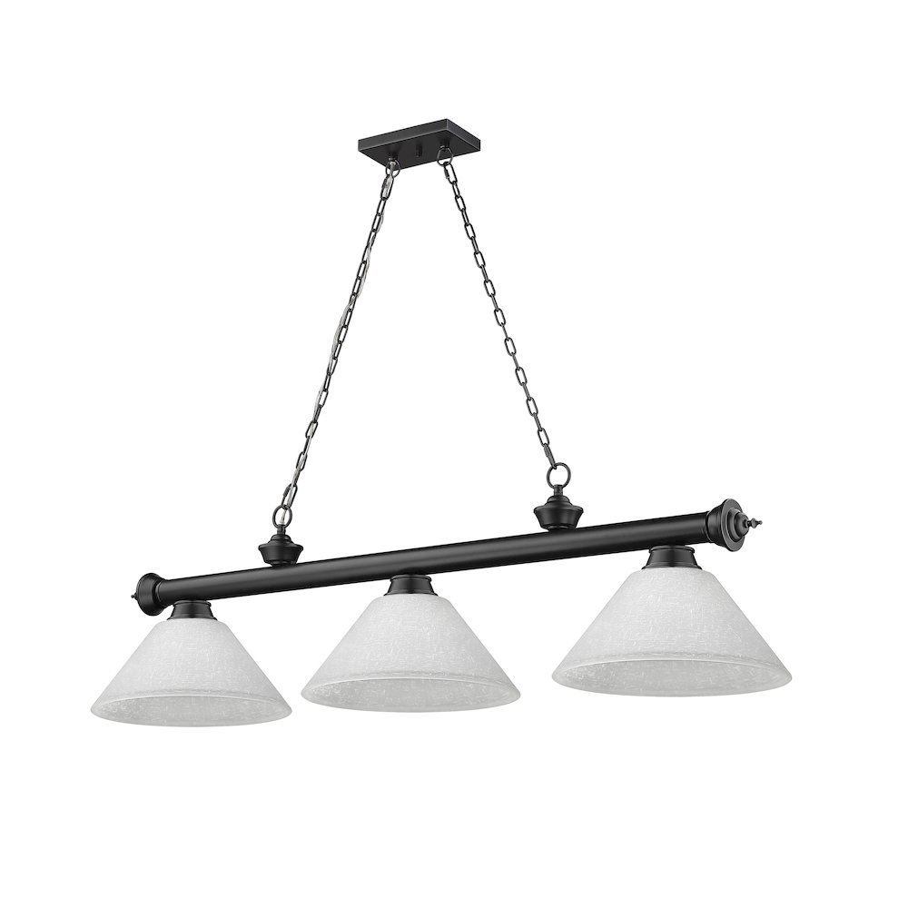 Z-Lite Cordon 3 Light Billiard, Steel Frame, White Linen Shade Color. Picture 5