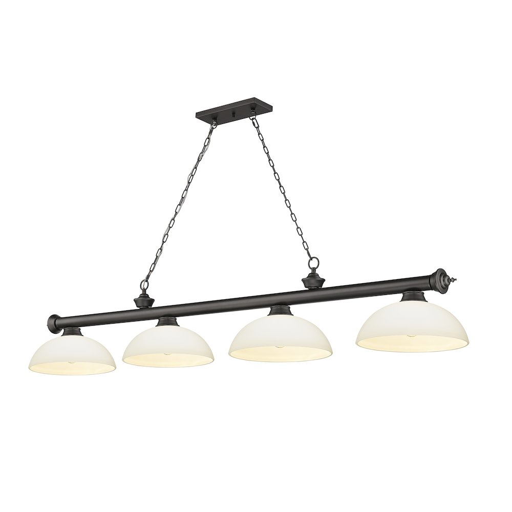 Z-Lite Cordon 4 Light Billiard, Steel Frame, Matte Opal Shade Color. Picture 1