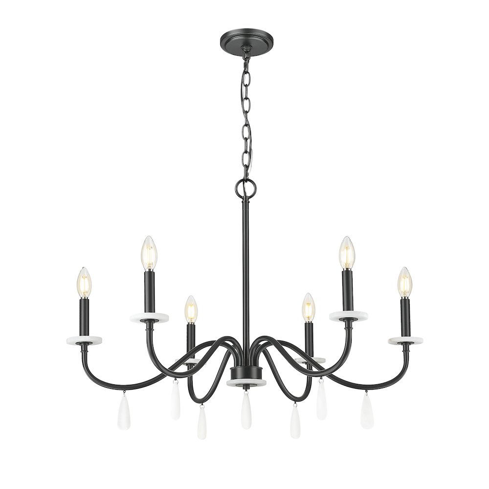 Z-Lite 6 Light Chandelier, Matte Black. Picture 3