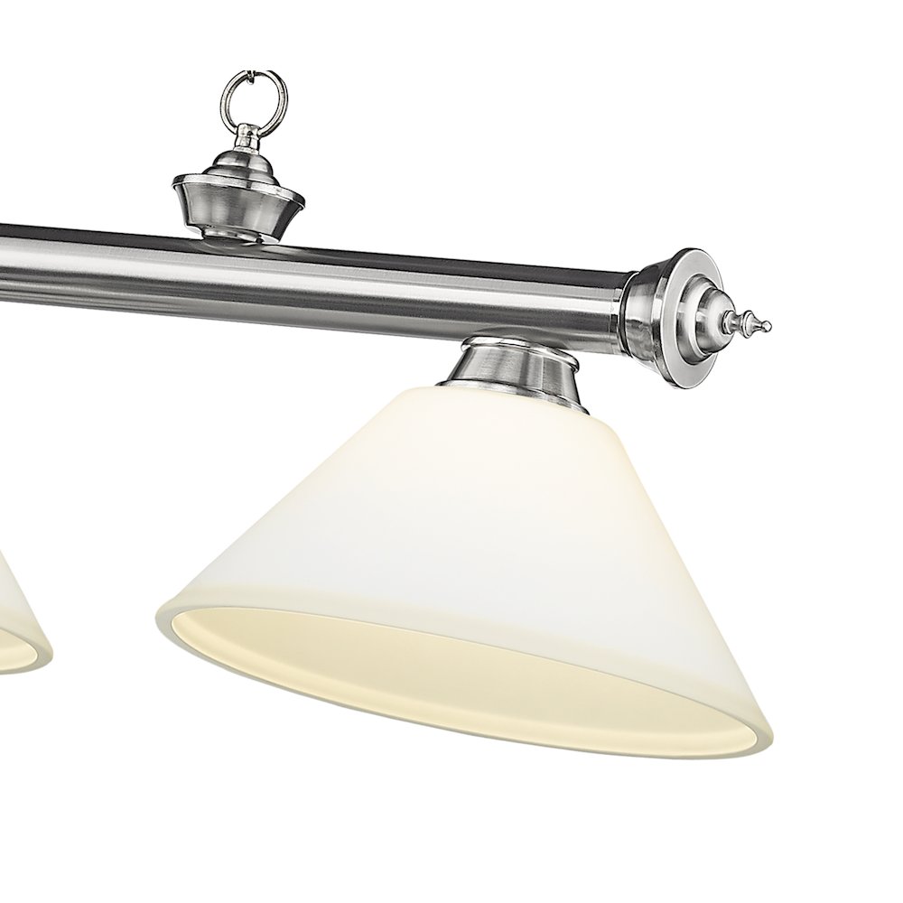 Z-Lite Cordon 3 Light Billiard, Steel Frame, Matte Opal Shade Color. Picture 4