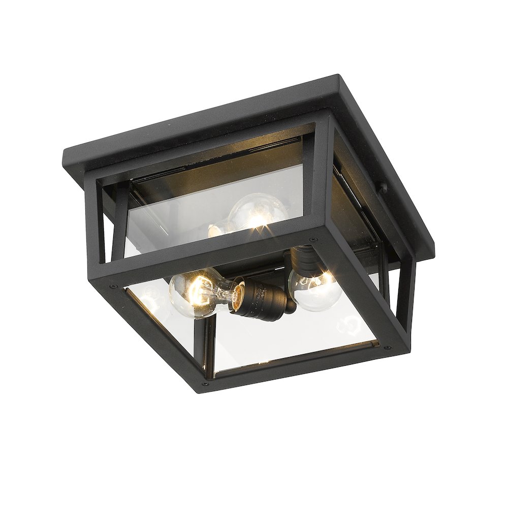 Z-Lite Seoul 3 Light Outdoor Flush Mount, Black. Picture 4