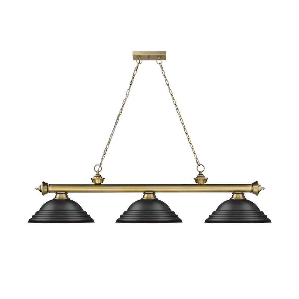 Z-Lite Cordon 3 Light Billiard, Steel Frame, Matte Black Shade Color. Picture 2