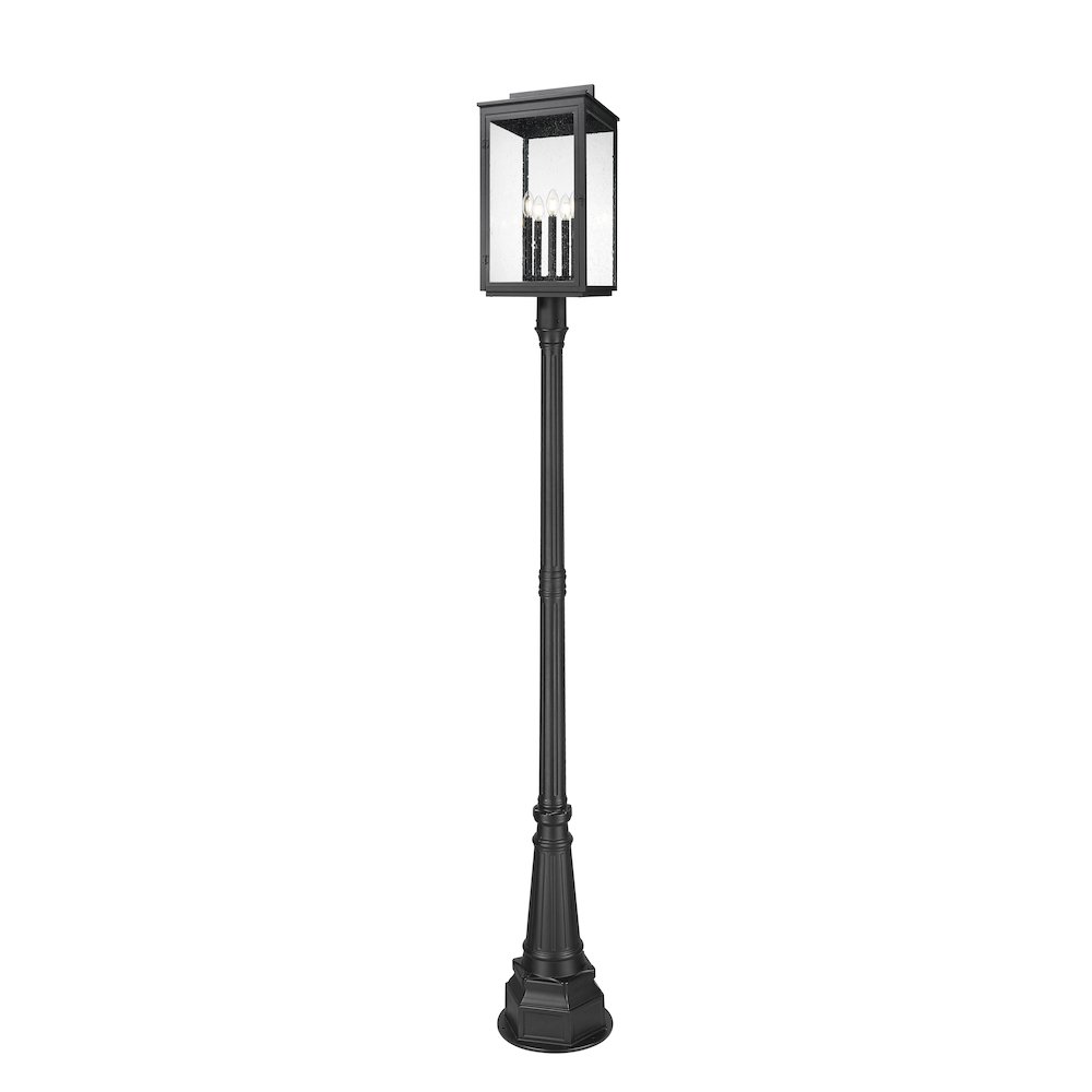 Z-Lite Hartwell 5 Light Outdoor Post Mounted Fixture in Sand Black color. Picture 1