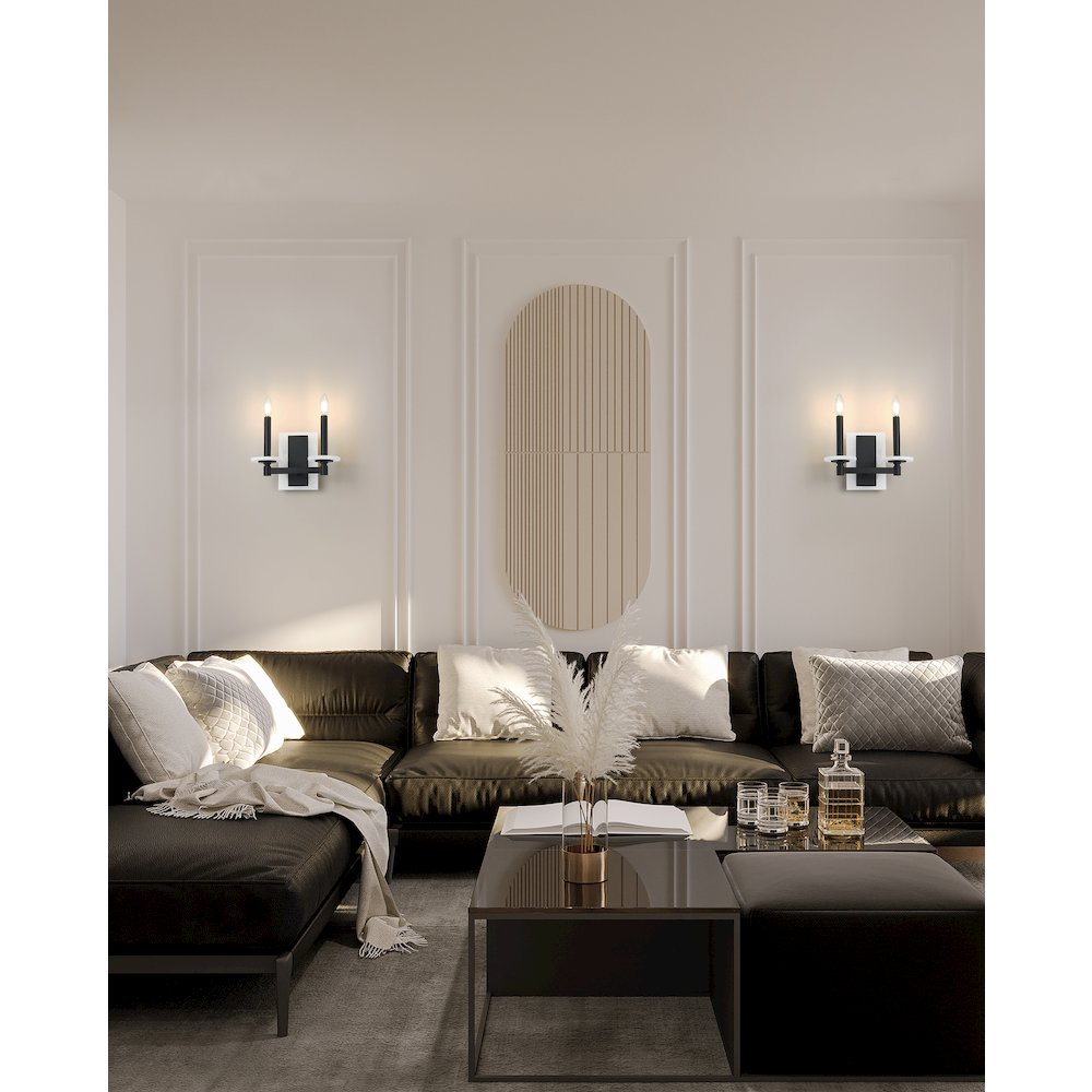 Z-Lite Kaden 2 Light Wall Sconce in Matte Black color, Steel frame. Picture 7