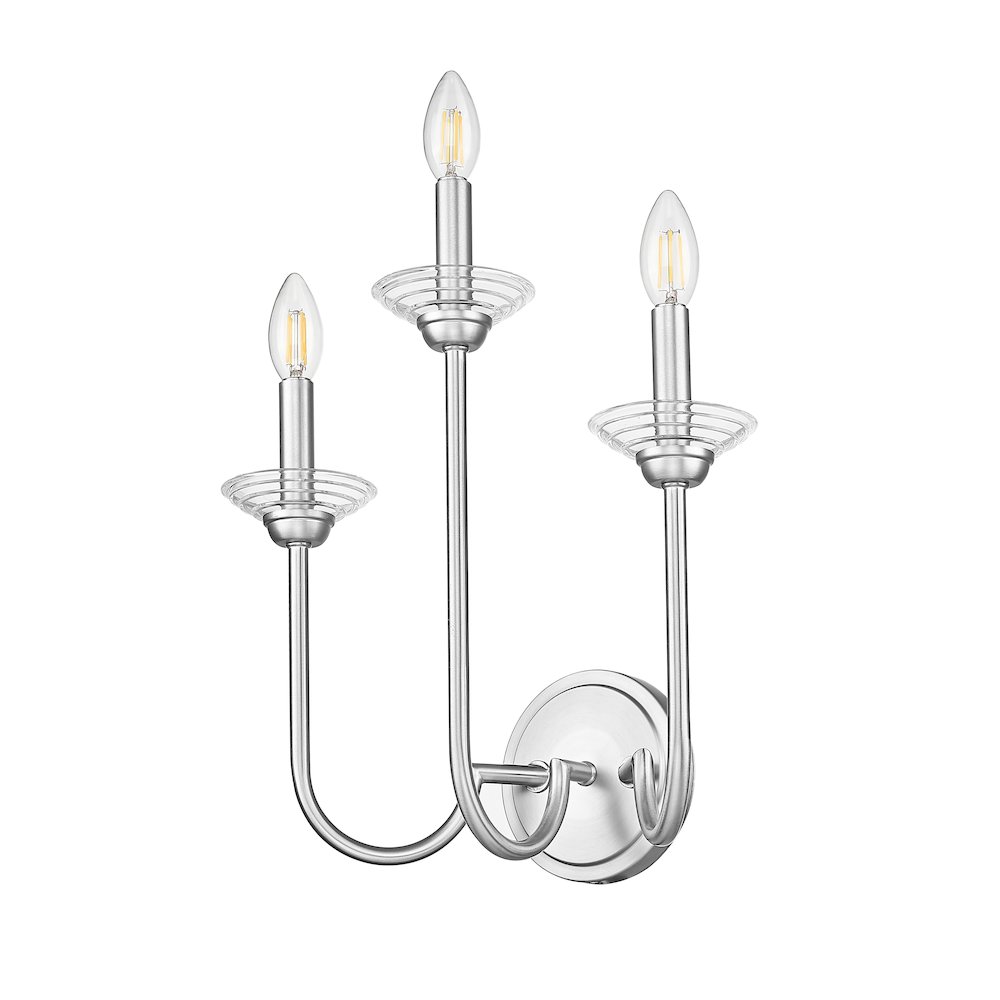 Z-Lite Allistair 3 Light Wall Sconce in Brushed Nickel color, Steel frame. Picture 5