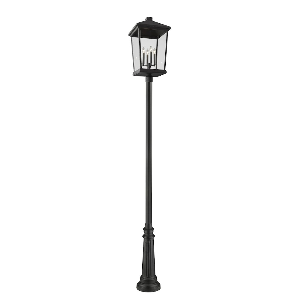 Z-Lite Beacon 4 Light Outdoor Post Mounted Fixture, Black. Picture 3