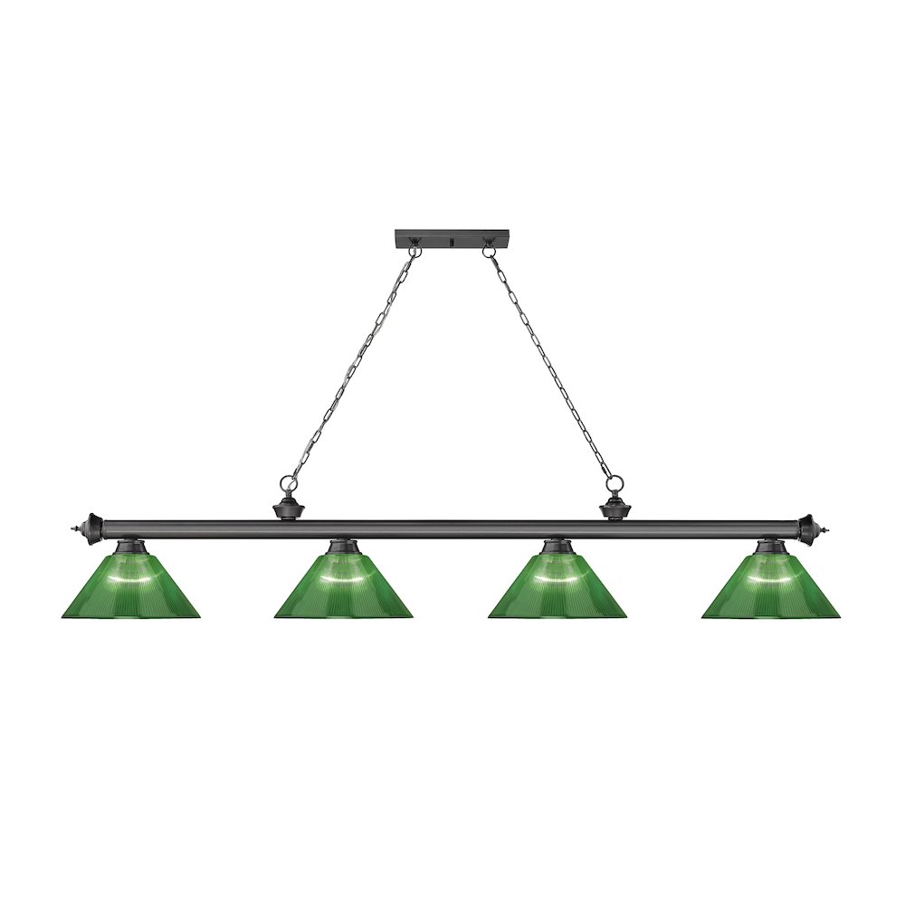 Z-Lite Cordon 4 Light Billiard, Steel Frame, Green Shade Color. Picture 2