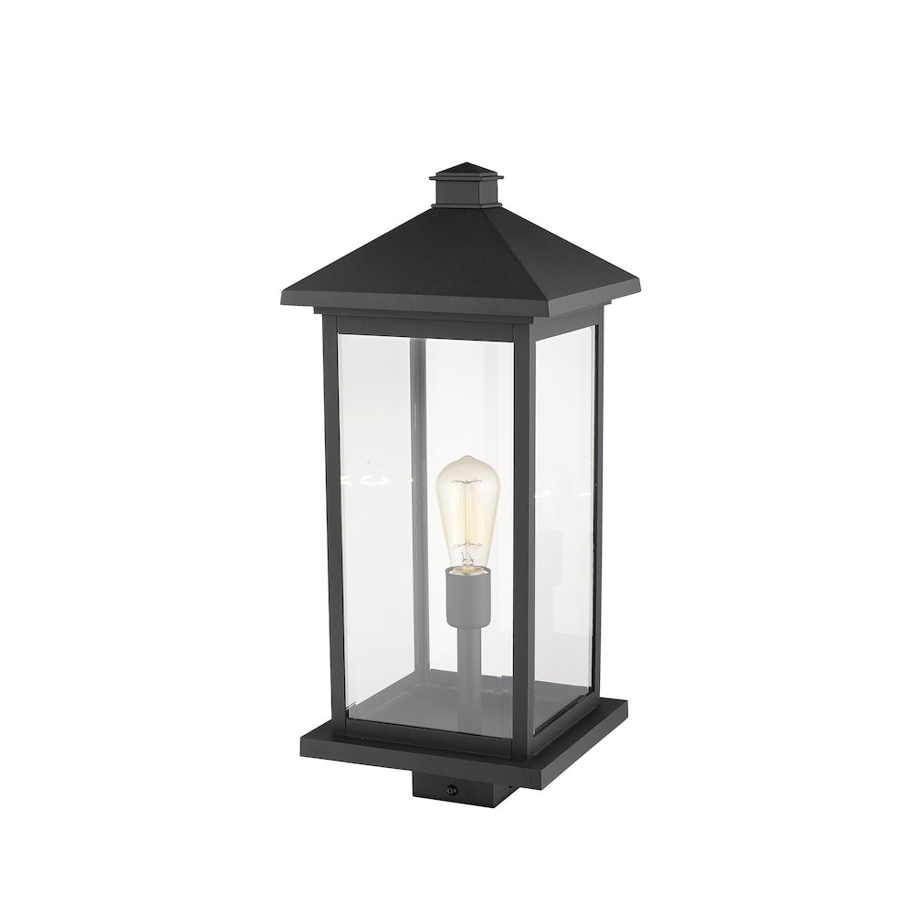 Z-Lite Portland 1 Light Outdoor Post Mount Fixture in Black Frame Finish. Picture 3