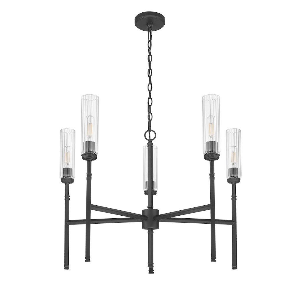 Z-Lite 5 Light Chandelier, Matte Black. Picture 7