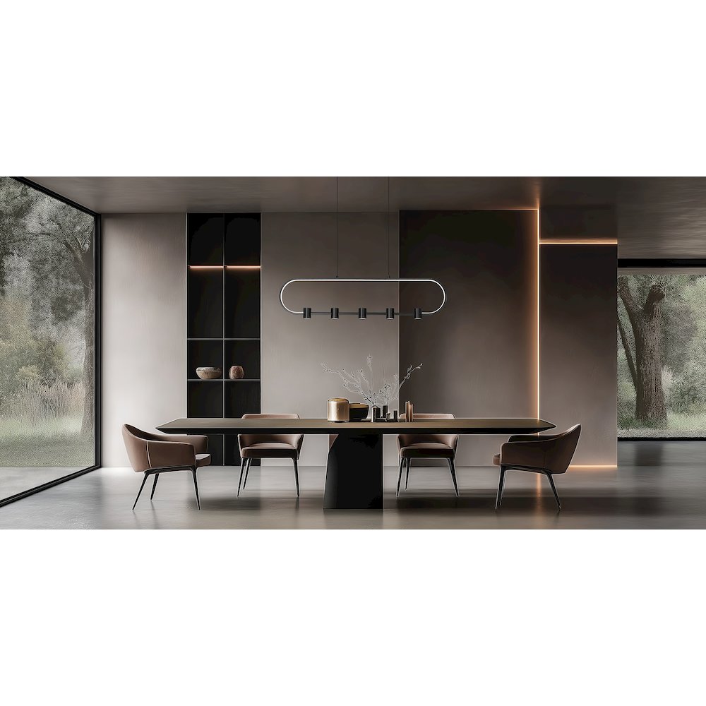 Z-Lite 5 Light Linear Chandelier, Matte Black. Picture 5