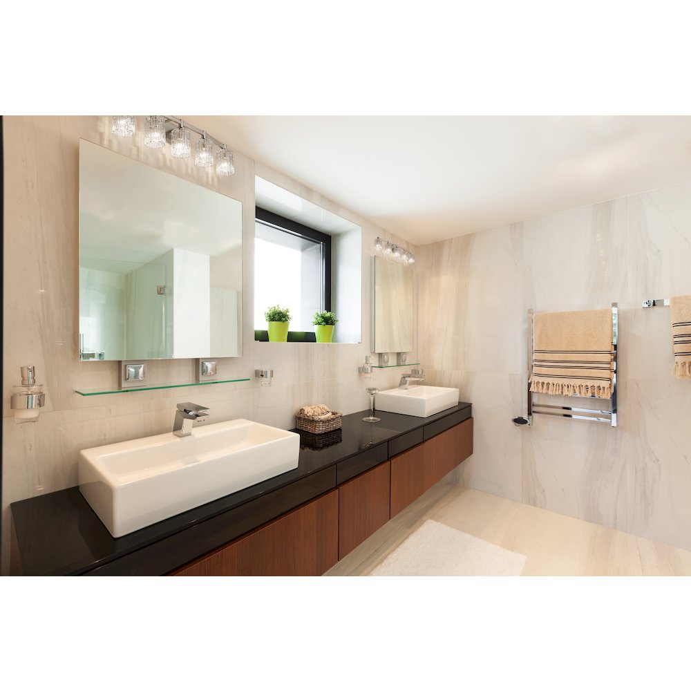 Z-Lite Aubrey 5 Light Vanity in Brushed Nickel Frame Finish. Picture 7
