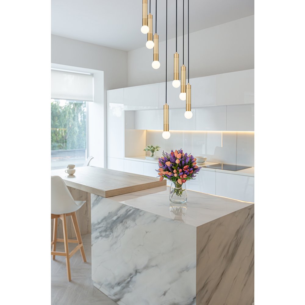 Z-Lite Stari 7 Light Chandelier in Modern Gold color, Steel frame. Picture 6