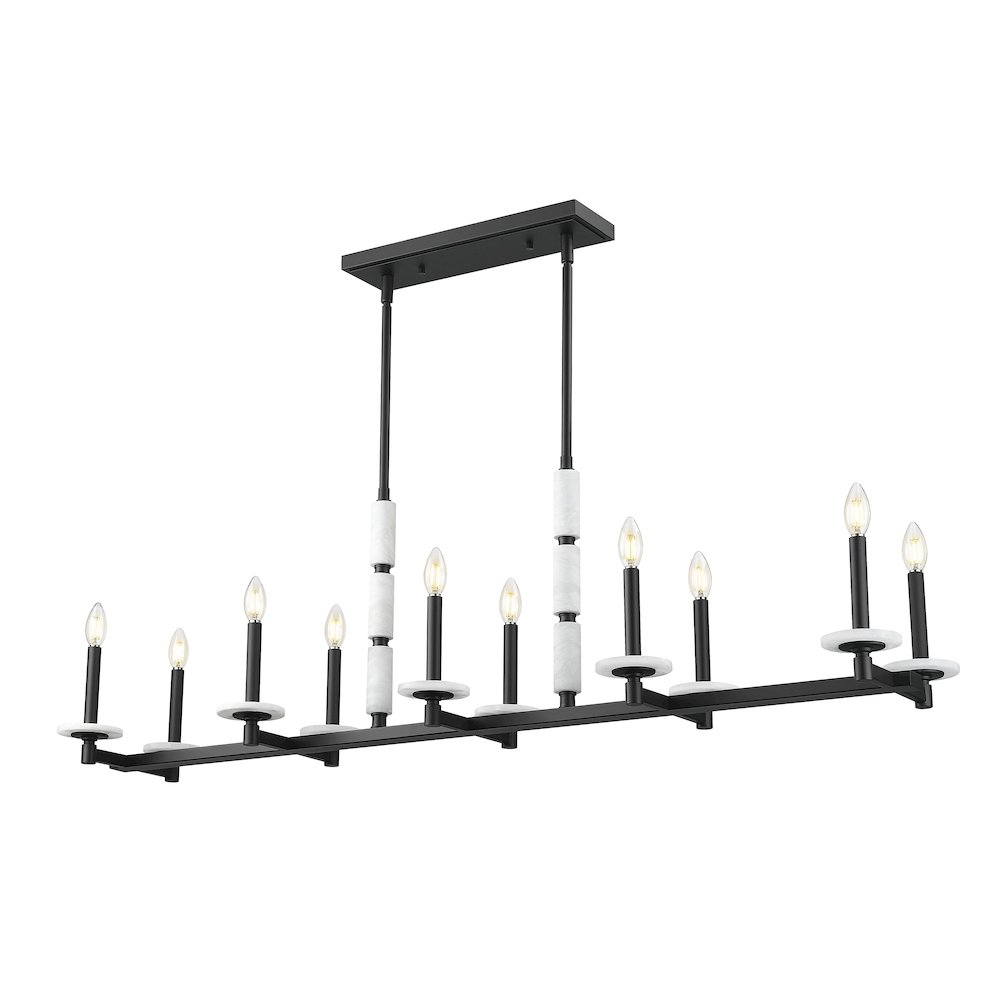 Z-Lite Kaden 10 Light Linear Chandelier in Matte Black color, Steel frame. Picture 1