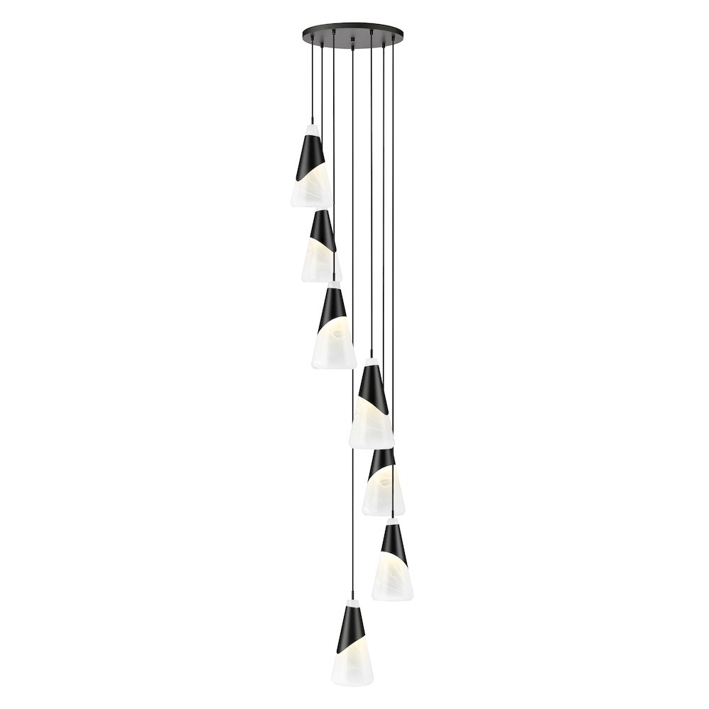 Z-Lite Aimie 7 Light Chandelier, Matte Black. Picture 1